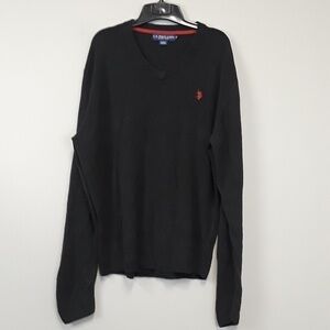 U. S. Polo Assn. Black Knit Pull On V Neck Sweater